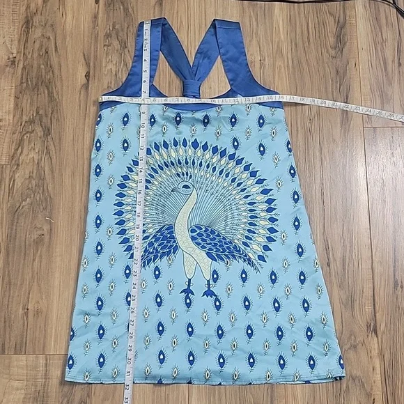 Voom by Joy Han Blue Peacock  Silk Tank Style Dress - Picture 8 of 15